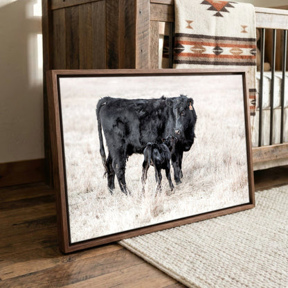 Western Nursery Wall Art - Black Angus Cow & Calf