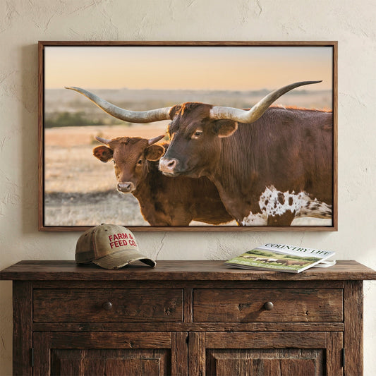 Western Room Decor - Longhorn Cattle Wall Art Teri James Photography