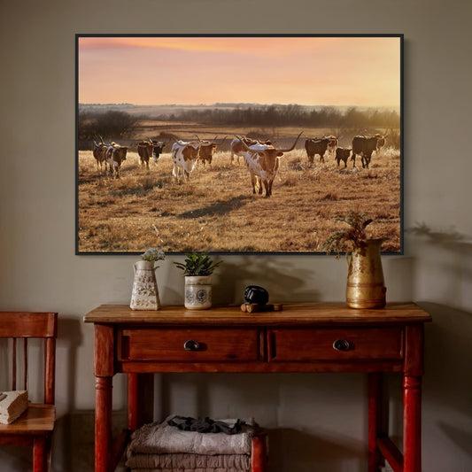 Western Themed Decor - Longhorn Cattle Wall Art Teri James Photography