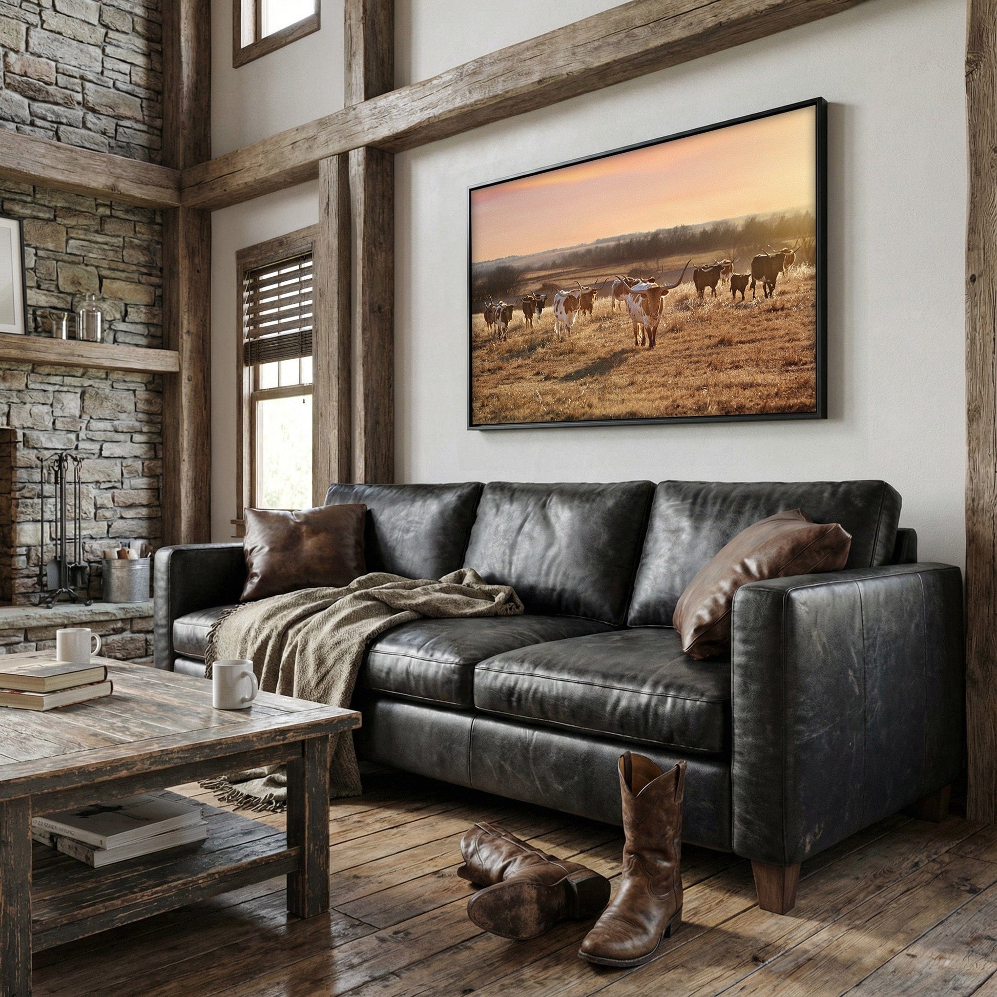 Western Themed Decor - Longhorn Cattle Wall Art Teri James Photography