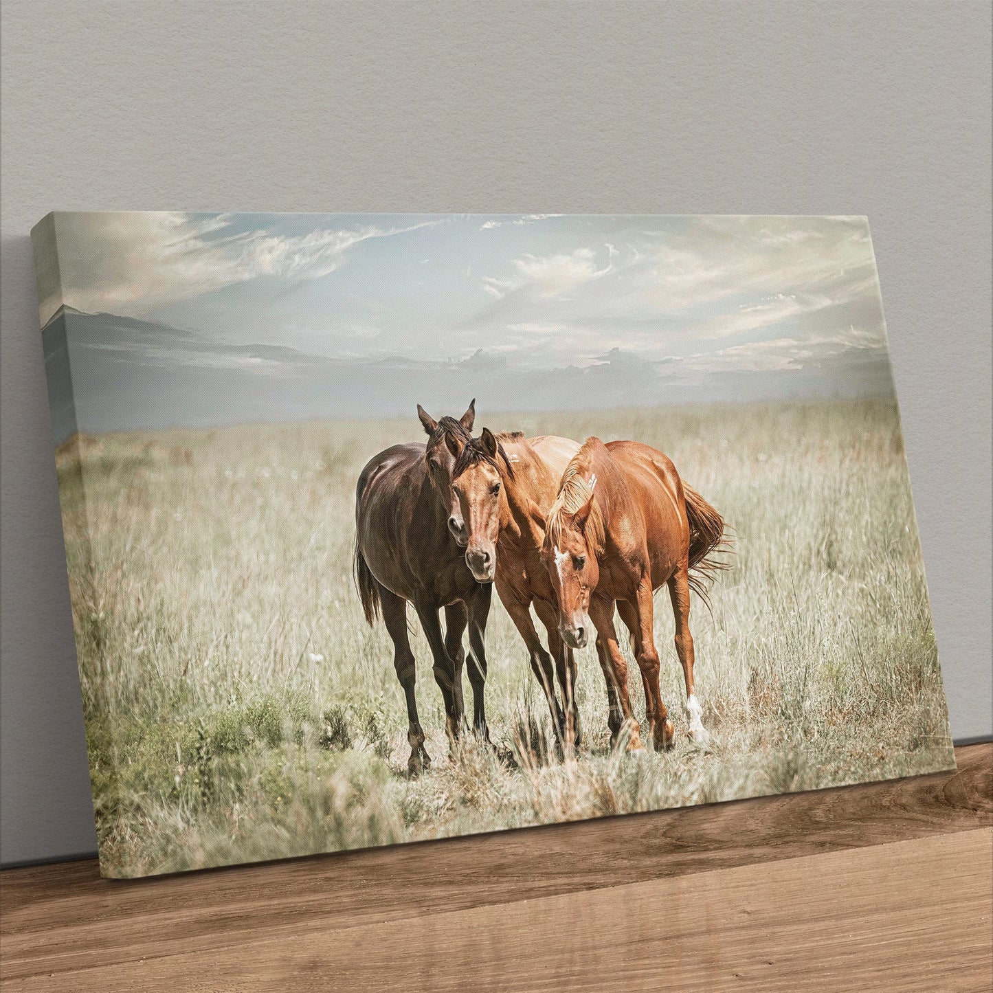 Western Wall Art Wild Horses on the Osage Canvas-Unframed / 12 x 18 Inches Wall Art Teri James Photography
