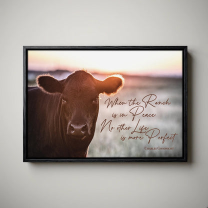 When the Ranch Is in Peace | Black Angus Inspirational Canvas Print
