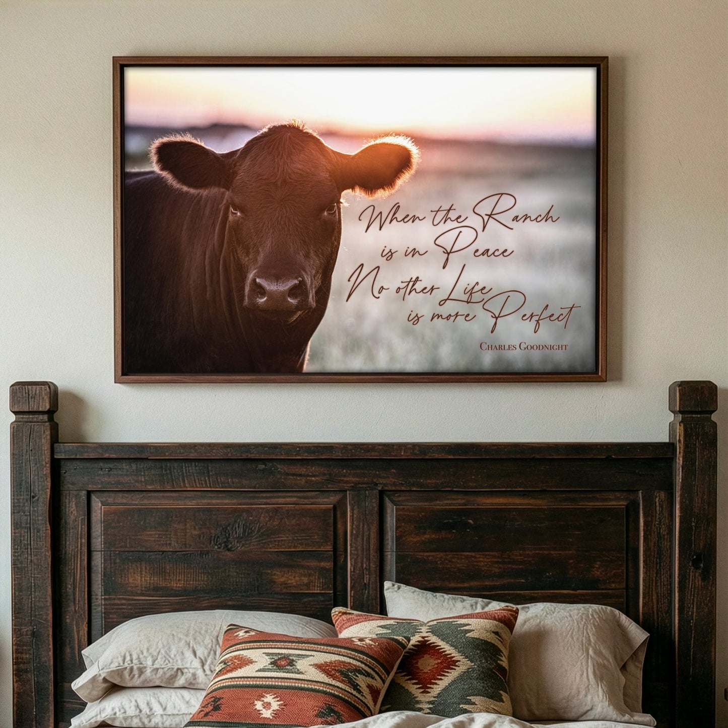 When the Ranch Is in Peace | Black Angus Inspirational Canvas Print