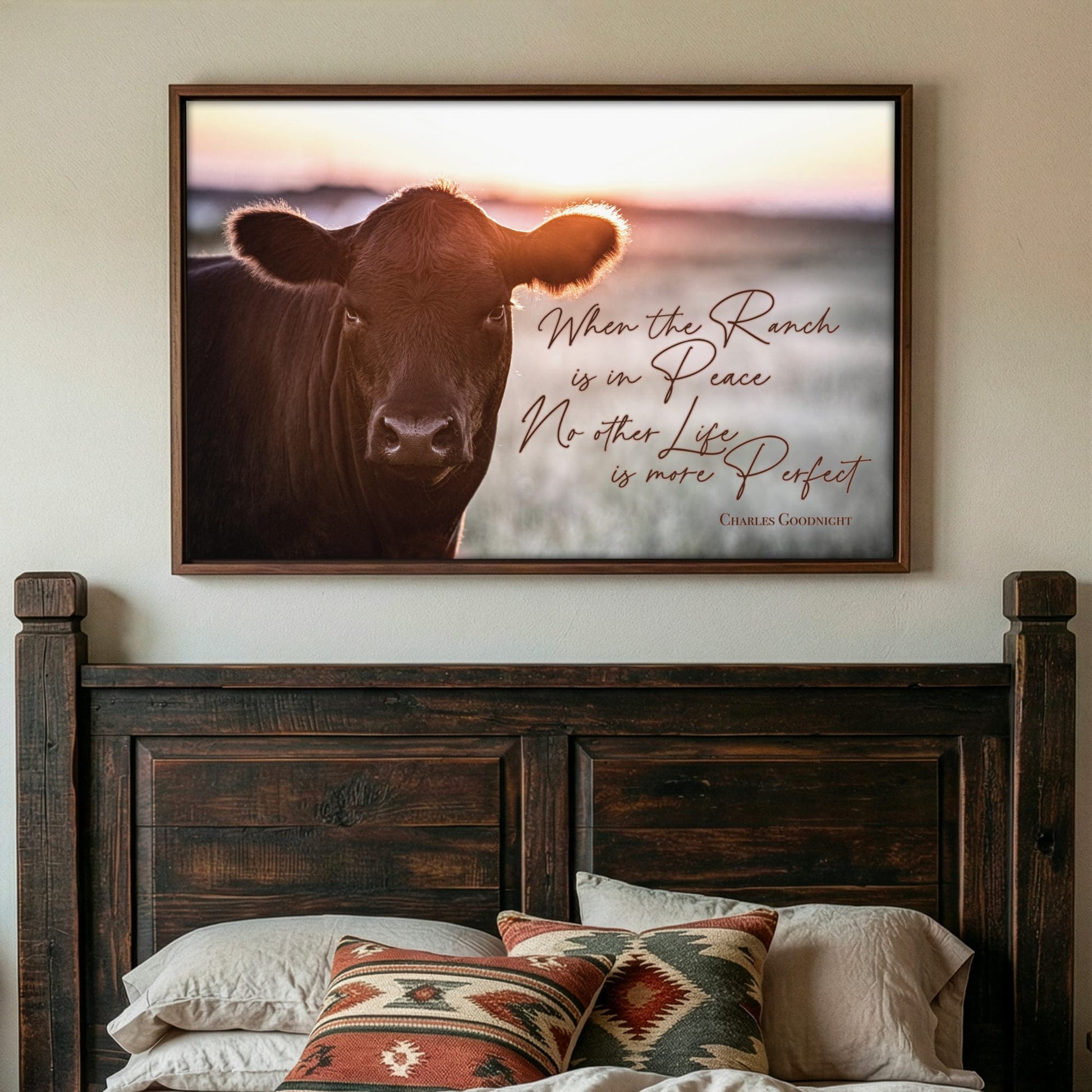 When the Ranch Is in Peace | Black Angus Inspirational Canvas Print