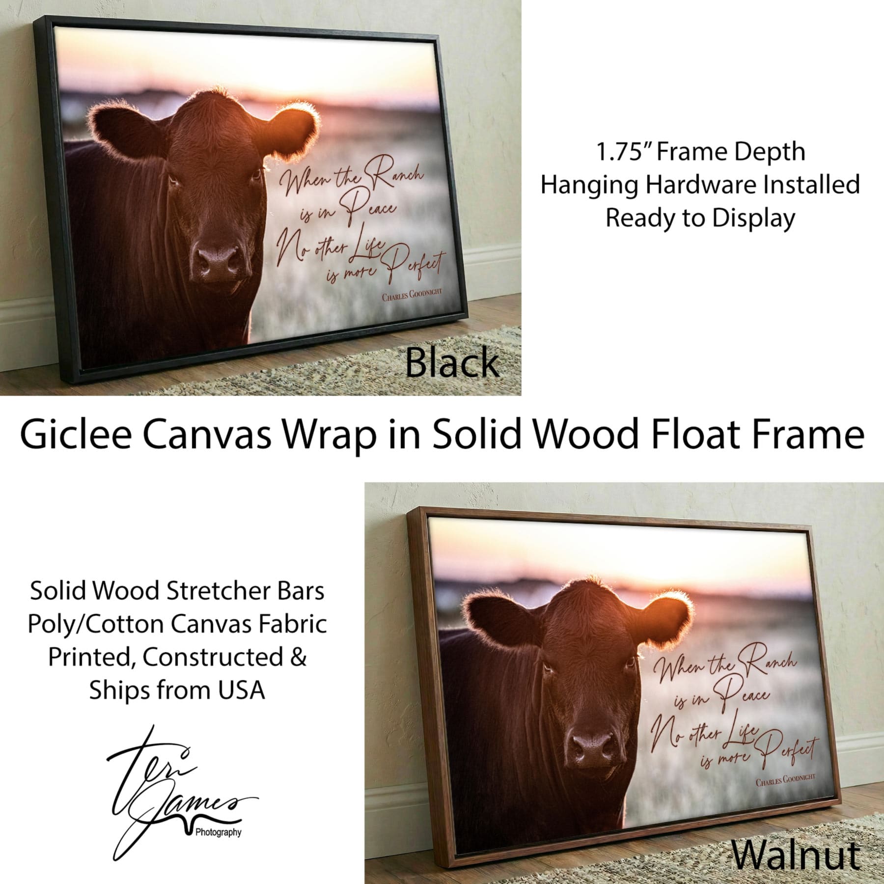 When the Ranch Is in Peace | Black Angus Inspirational Canvas Print
