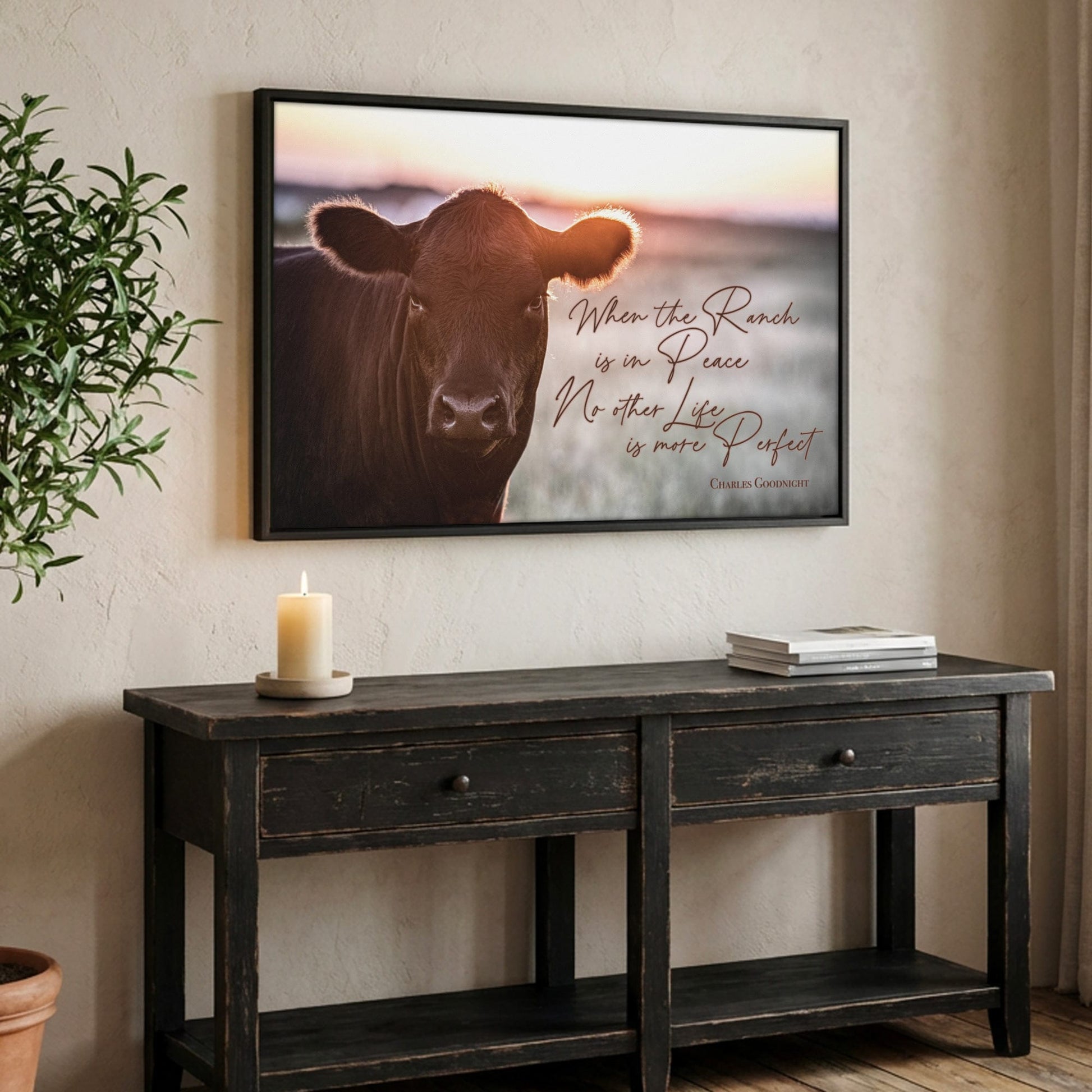 When the Ranch Is in Peace | Black Angus Inspirational Canvas Print