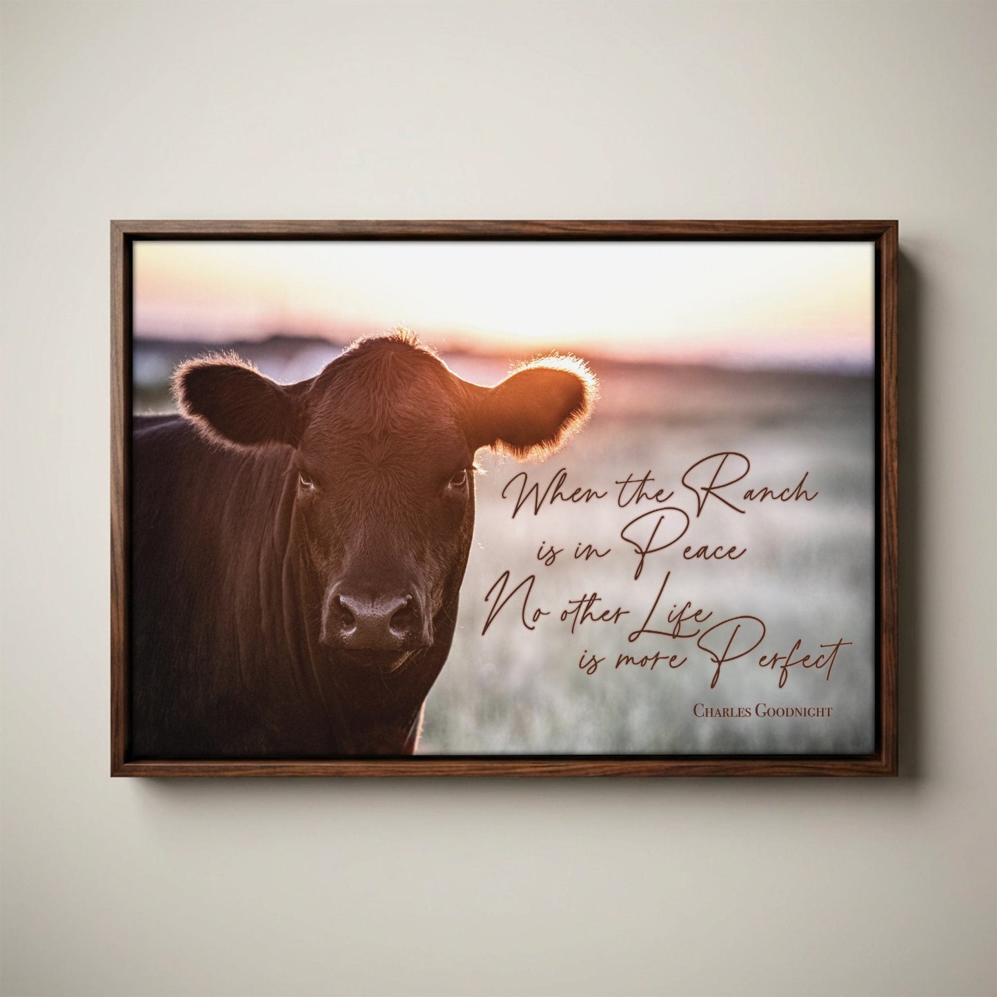 When the Ranch Is in Peace | Black Angus Inspirational Canvas Print