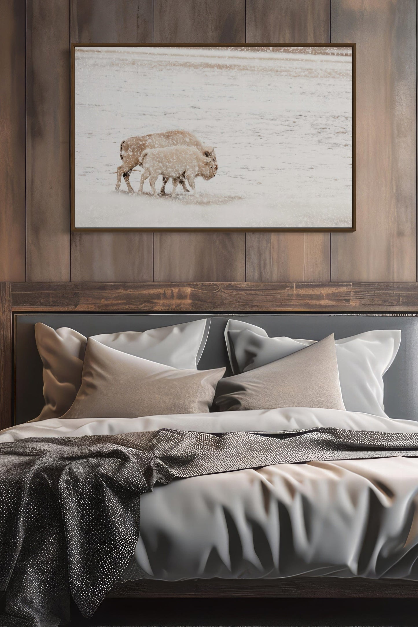 White Buffalo Cow and Calf Wall Art Teri James Photography
