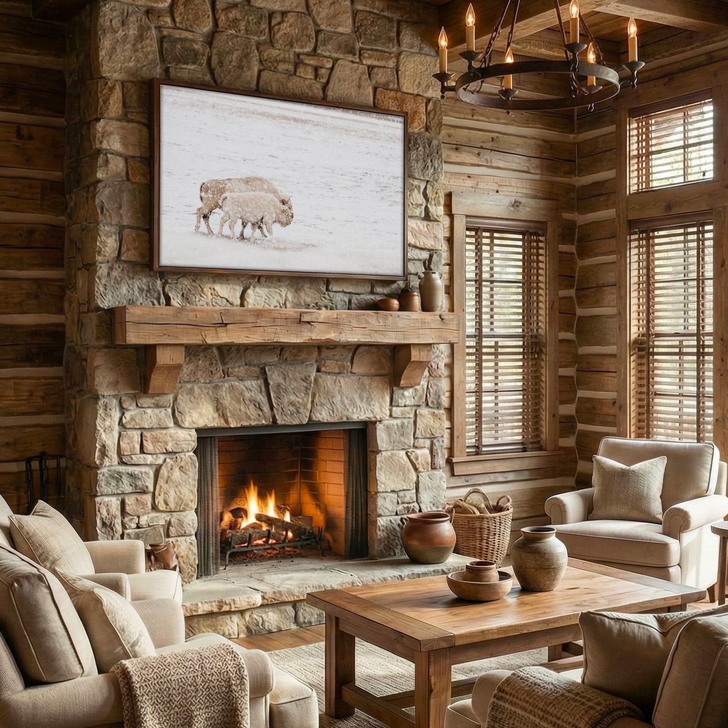 White Buffalo Cow and Calf Wall Art Teri James Photography