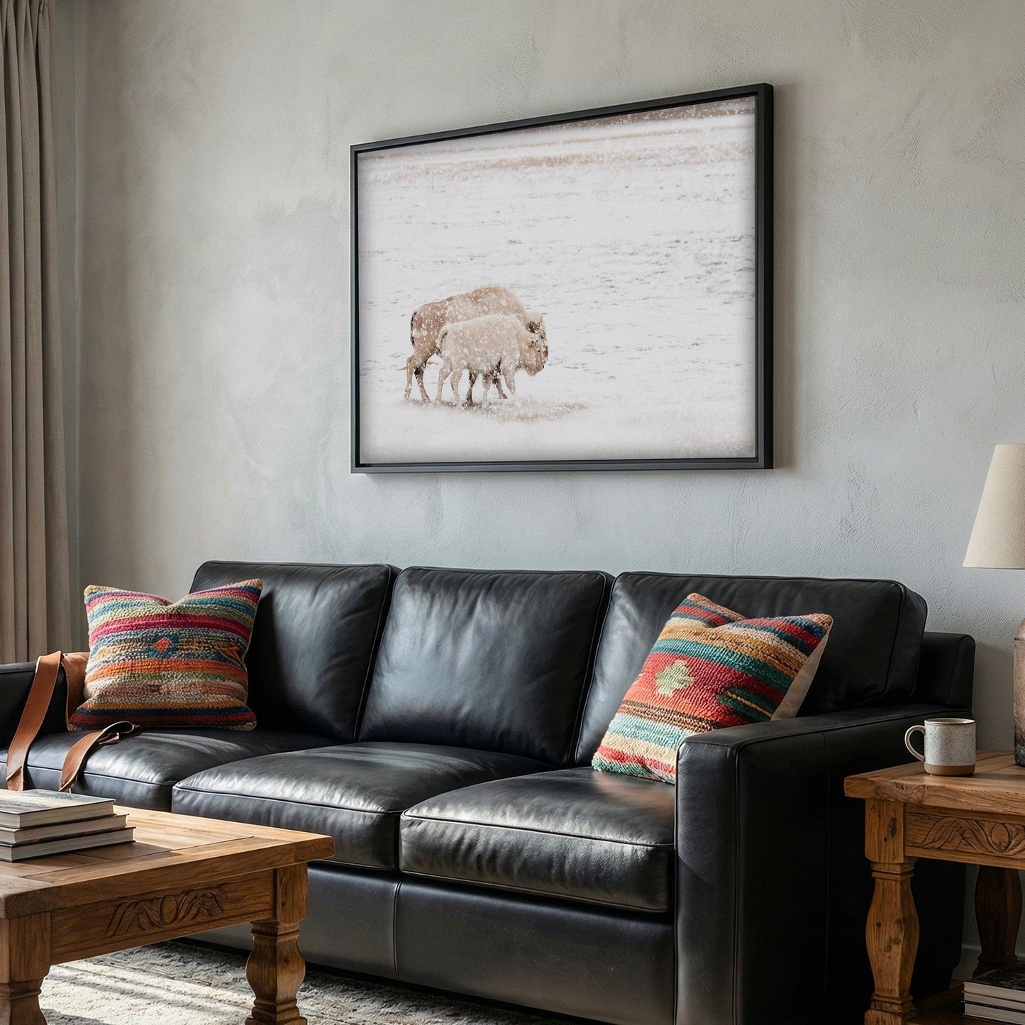 White Buffalo Cow and Calf Wall Art Teri James Photography