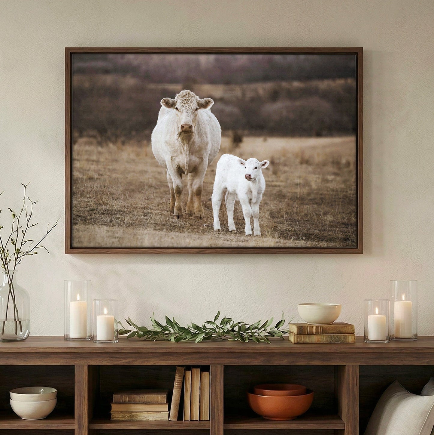White Charolais Cow and Calf Western Nursery Wall Art Wall Art Teri James Photography