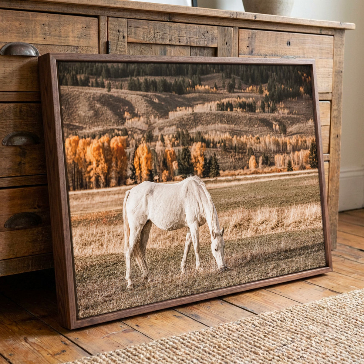 White Horse Wall Art – Autumn in the Teton Foothills