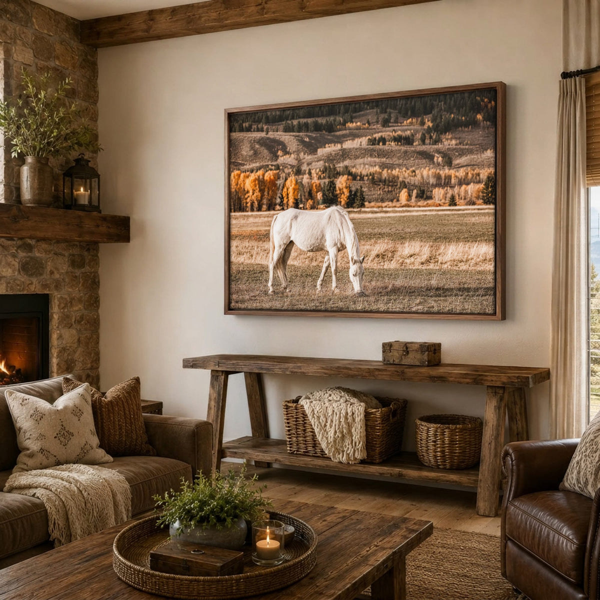 White Horse Wall Art – Autumn in the Teton Foothills