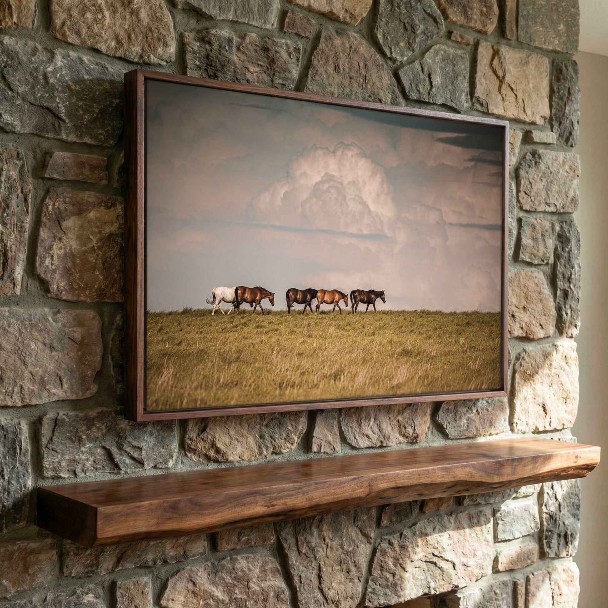 Wild Horse Canvas Print – Rustic Animal Decor With Archival Gallery Wrapped Canvas Canvas-Walnut Frame / 12 x 18 Inches Wall Art Teri James Photography
