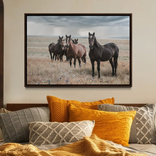 Wild Horses and Stormy Sky Wall Decor Wall Art Teri James Photography