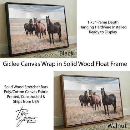 Wild Horses Wall Decor - Rustic Western Horse Art Stormy Sky Canvas Print Canvas-Black Frame / 12 x 18 Inches Wall Art Teri James Photography