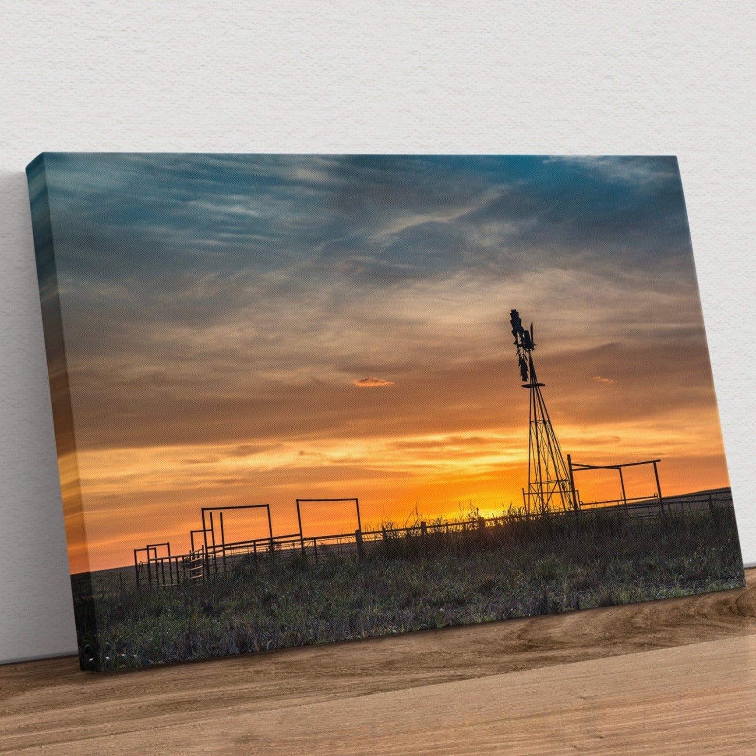 Windmill Photo - Old Windmill at Sunset Canvas-Unframed / 12 x 18 Inches Wall Art Teri James Photography