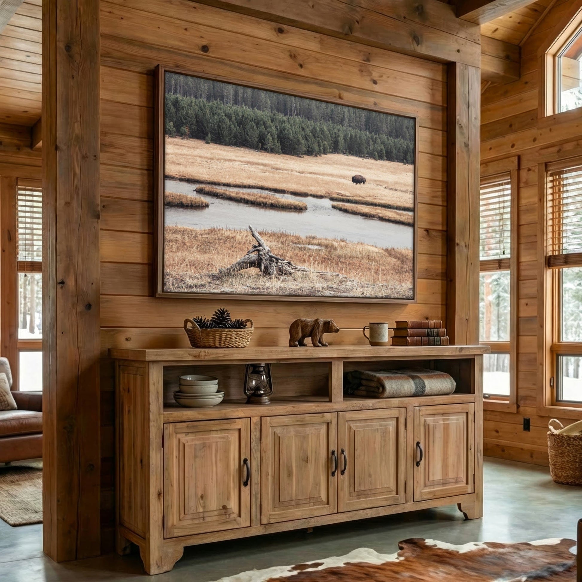 Yellowstone Bison Canvas - Wildlife Cabin Decor Print