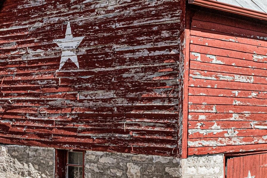 Americana Wall Art Canvas- Old Red Barn with Stars Wall Art Teri James Photography