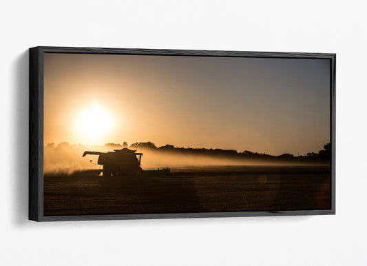 Teri James Photography Wall Art Canvas-Black Frame / 24 x 48 Inches Farm Wall Art - Oklahoma Farming Panoramic