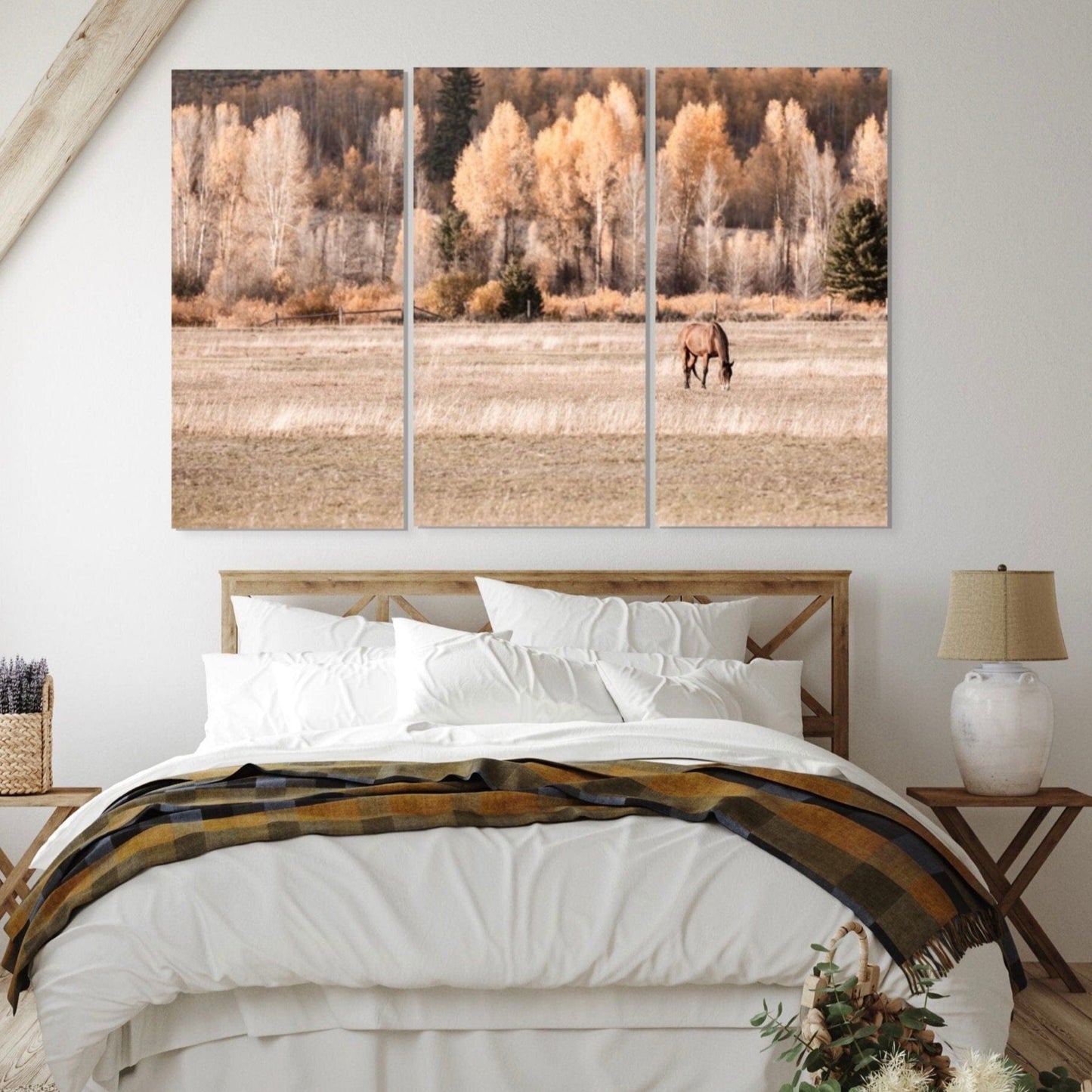 Teri James Photography Wall Art Horse Art for Large Wall - 3 Piece Canvas Triptych