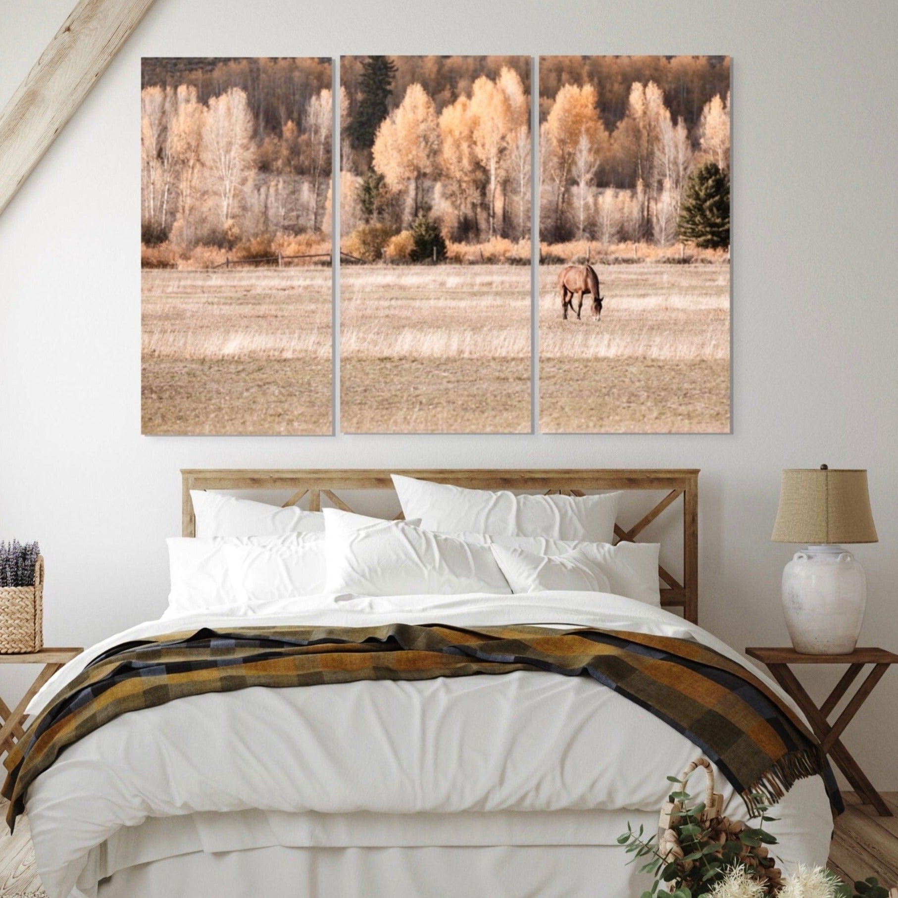 Horse Art for Large Wall - 3 Piece Canvas Triptych Wall Art Teri James Photography