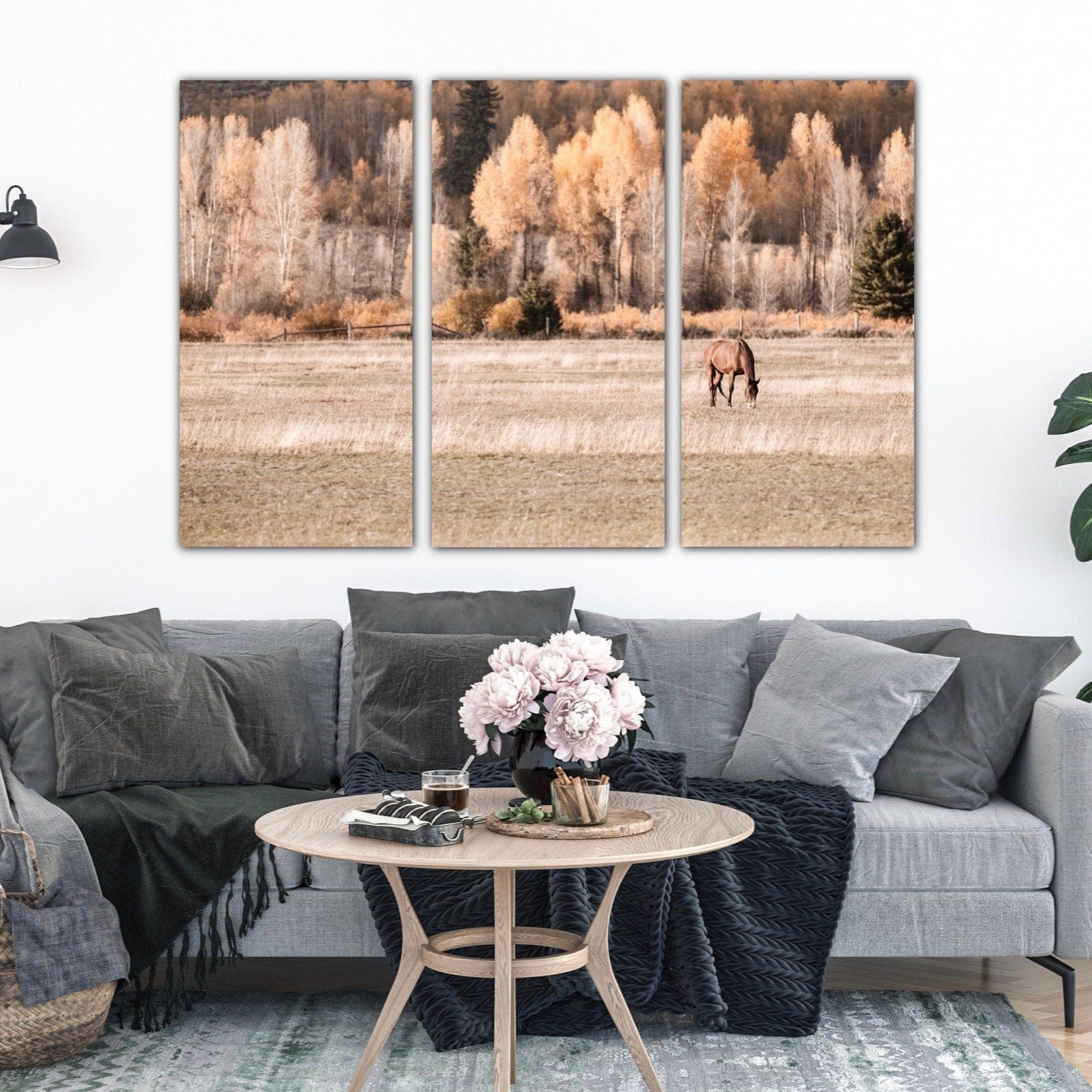 Horse Art for Large Wall - 3 Piece Canvas Triptych Wall Art Teri James Photography