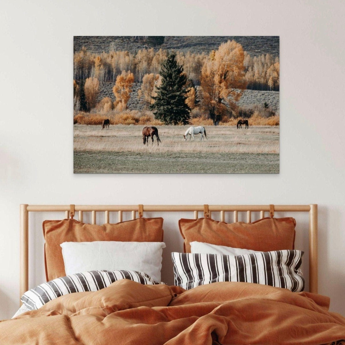 Teri James Photography Wall Art Horses in Fall Foliage Large Canvas Art
