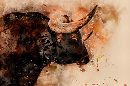 Texas Longhorn Watercolor Art Paper Photo Print / 12 x 18 Inches Wall Art Teri James Photography