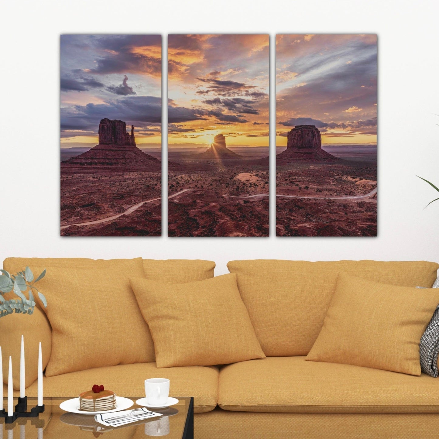 Teri James Photography Wall Art Monument Valley Sunrise Triptych Canvas Art