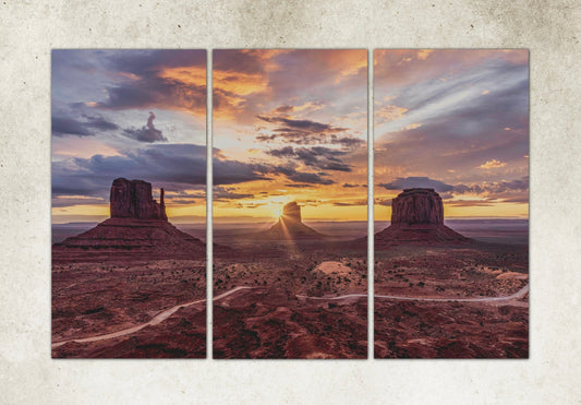 Teri James Photography Wall Art Monument Valley Sunrise Triptych Canvas Art