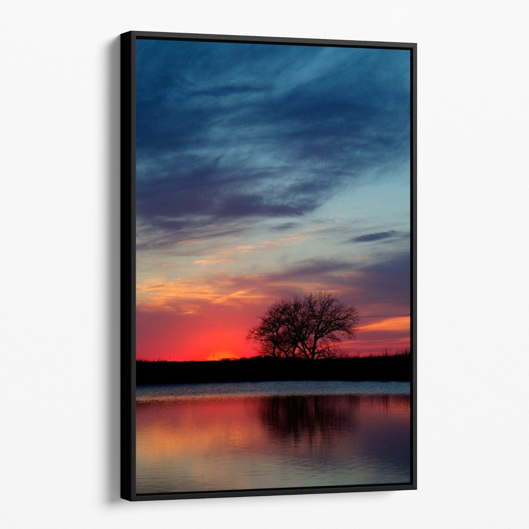 Oklahoma Sunset Scenic Vertical Wall Art Canvas-Black Frame / 12 x 18 Inches Wall Art Teri James Photography