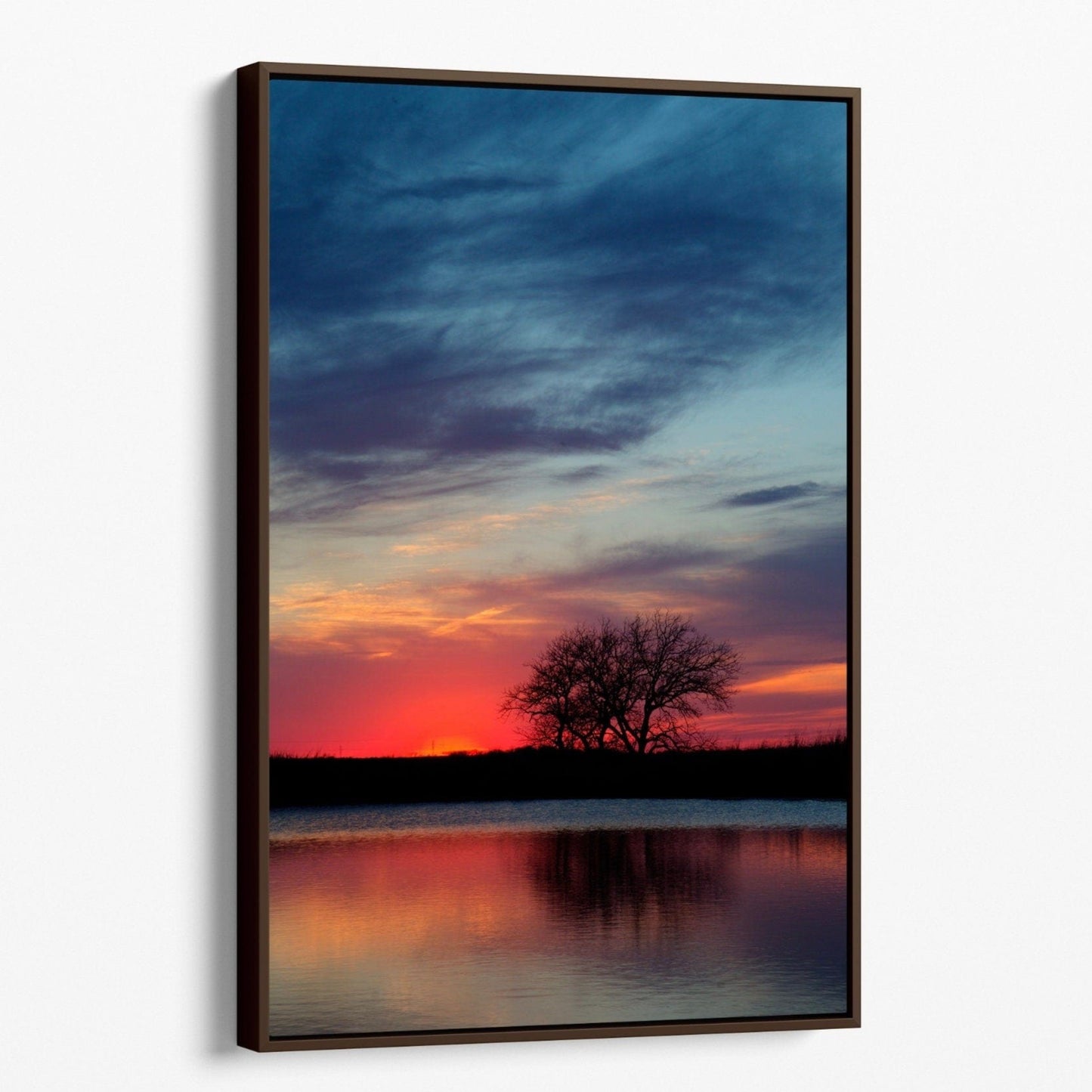 Oklahoma Sunset Scenic Vertical Wall Art Canvas-Walnut Frame / 12 x 18 Inches Wall Art Teri James Photography
