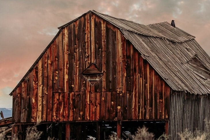 Old Wooden Barn with Beautiful Sunset Wall Art Teri James Photography