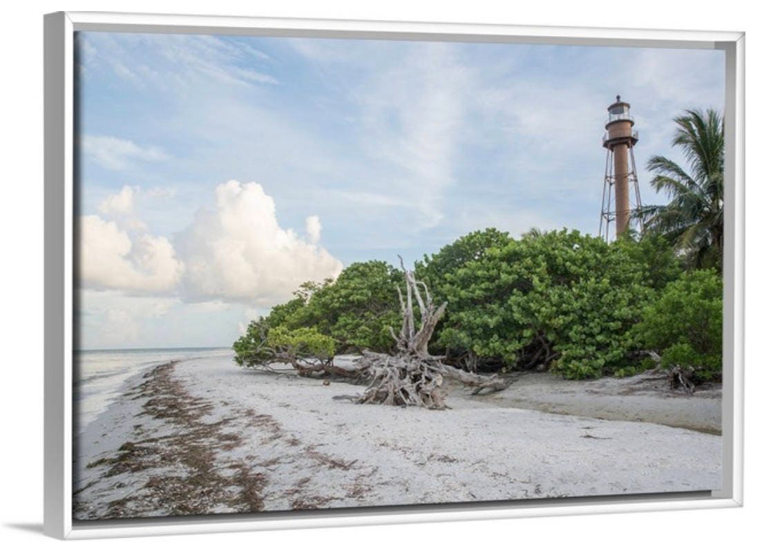 Sanibel Island Lighthouse Beach Canvas Canvas-White Frame / 12 x 18 Inches Wall Art Teri James Photography